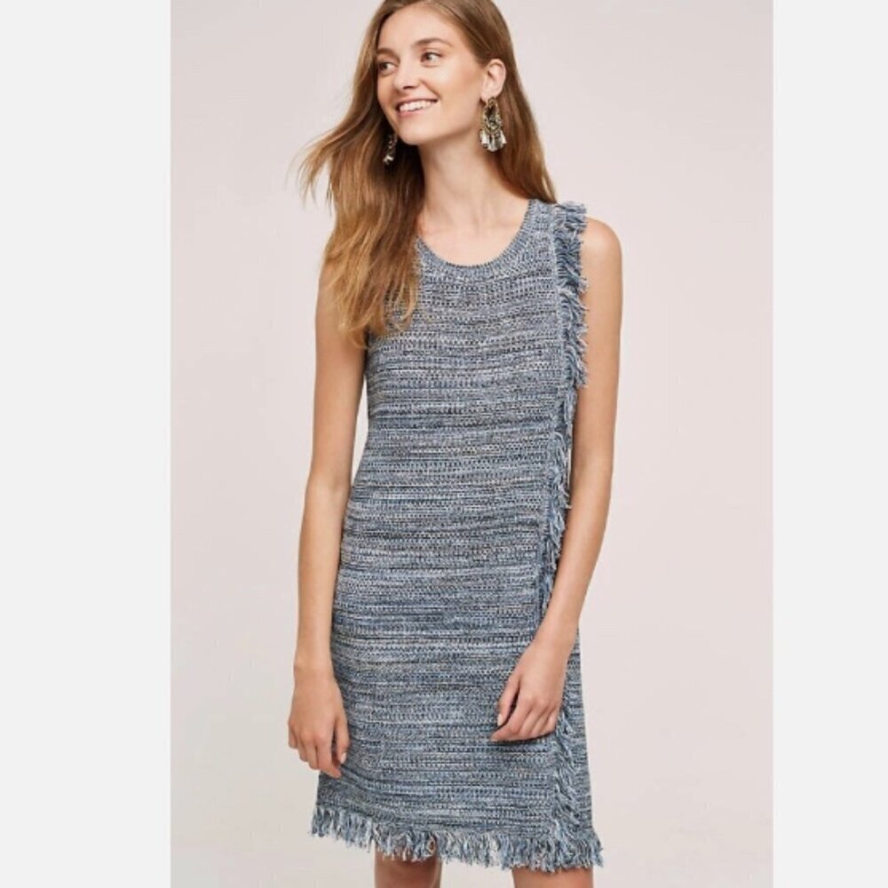 Holding Horses Anthropologie Sleeveless Fringe Dress Sweater Stretch Size XS